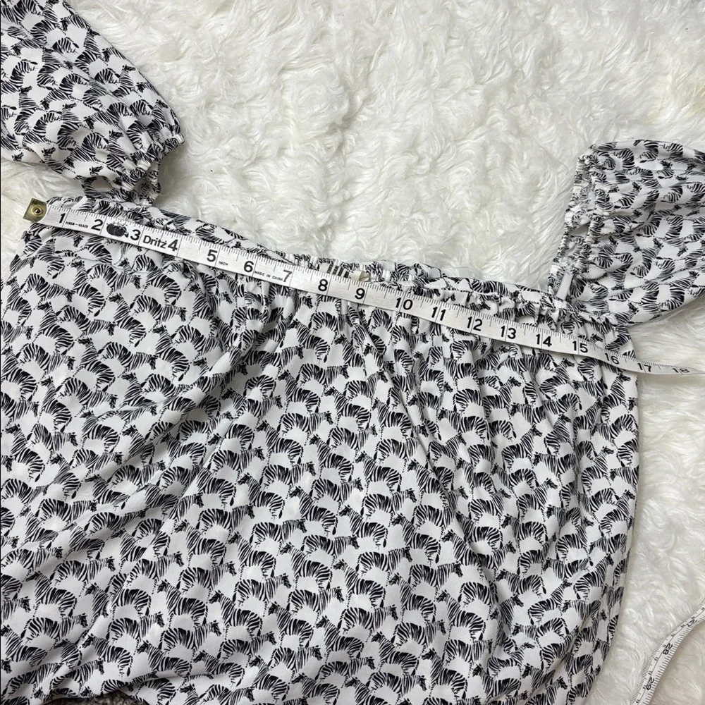 Free People Black And White Zebra Cropped Off The Shoulder Top S 100% Rayon